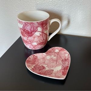Pink Floral Mug & Heart Saucer Set 💗